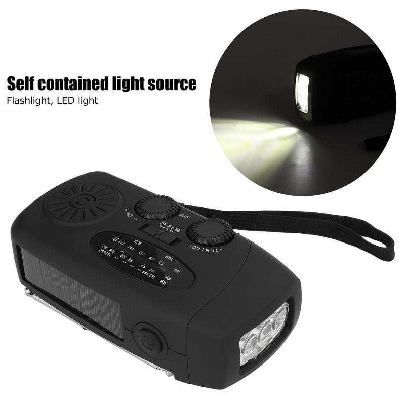 Solar Hand Crank Radio AM FM WB Weather Warning USB