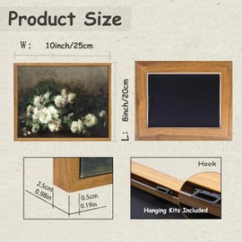 KBKBART Vintage Flower Wall Art, Framed White Flower Pictures Decor Aesthetic, Vintage Floral Bathroom Canvas Painting, Desk Shelf Decor, Canvas Wall Art Prints for Bedroom, Living Room(8"x10")