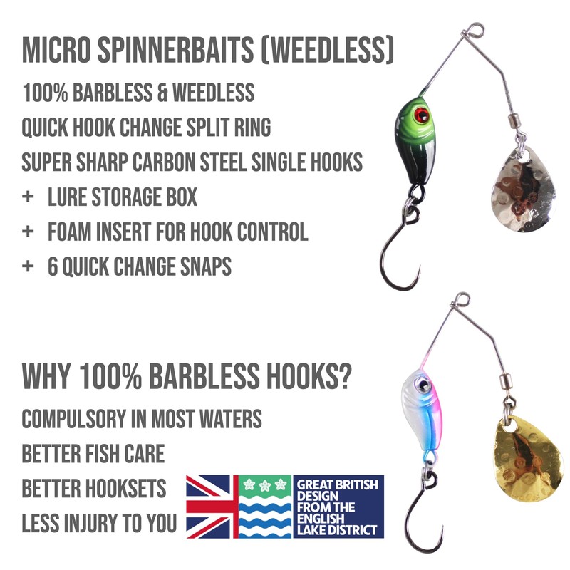 Rigged and Ready Micro Spinnerbaits x 8 Set. 4 x