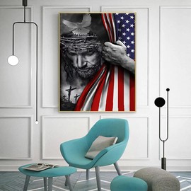 DIY 5D Diamond Painting Flag by Number Kits for Adults and Kids, Pigeon Diamond Art Painting Kits Round Full Drill Diamond Art Kits Flag Picture Arts Craft for Home Wall Art Decor 11.8x15.8 inch