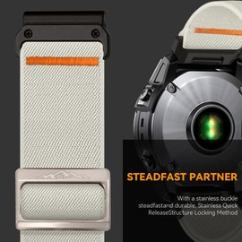 chinbersky 22 mm Nylon Bracelet for Garmin Feinx 6 Pro/6/7/7 Pro/5/5 Plus Bracelet, Elastic Band for Forerunner 935/945/955/965/745, for Instinct/2/Approach S60/S70-47 mm, Descent G1/Epix 2/Epix Pro