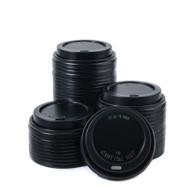 [300 PACK] Disposable Black Dome Lids for Disposable Paper Hot Cups for 10oz - 20oz - Universal Size Fits most 10-20oz Cups - Great for Coffee Shops, Restaurants, Office, Travel, Togo by EcoQuality