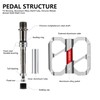 Bike Pedals - 3 Bearings Alloy Platform, Non-Slip 9/16" MTB