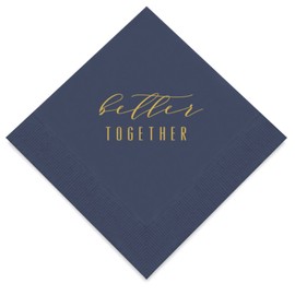 Weddingstar 3-Ply Gold Foil Cocktail Napkins Navy Blue - Better Together