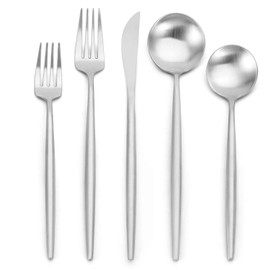 Matte Silverware Set , Oliviola 20-Piece Stainless Steel Flatware Cutlery Set Service for 4, Satin Finish Kitchen Utensil Set, Dishwasher Safe