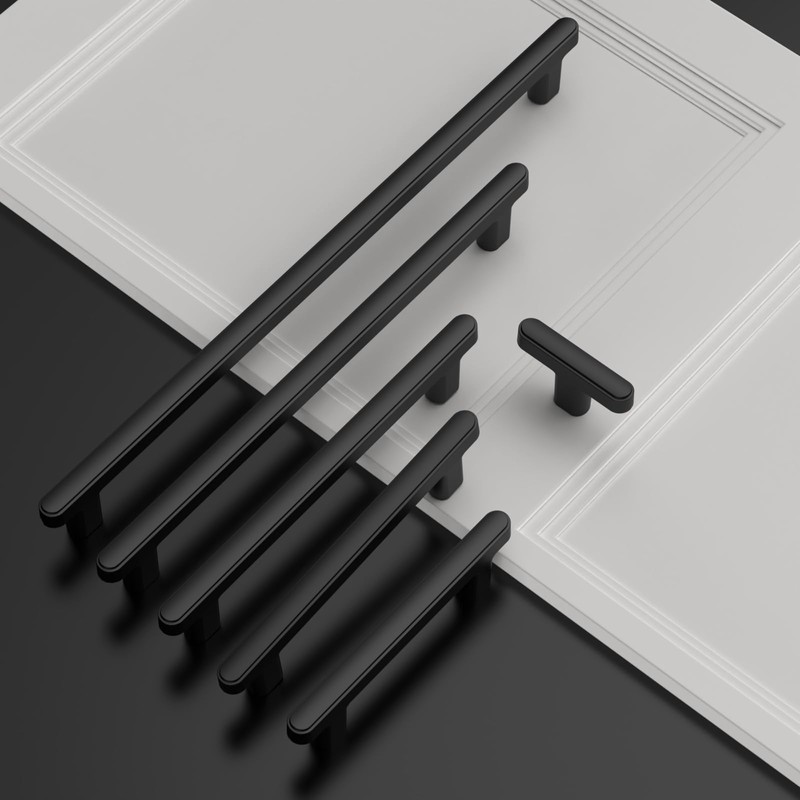 Asidrama 10 Pack 5 Inch(128mm) Matte Black Kitchen Cabinet Handles,