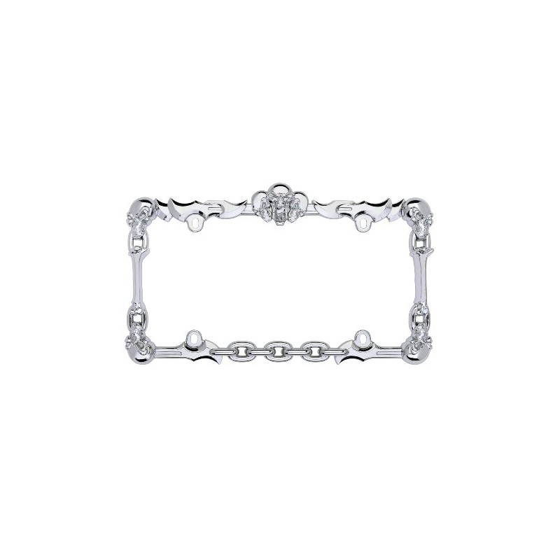 Cruiser Accessories 25231 Skull & Bone License Plate Frame, Chrome