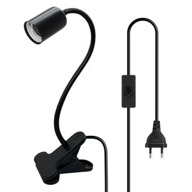 WPQIUZS E27 Lamp Holder with Clip and 240 cm Cable, 360° Adjustable 40 cm Gooseneck, Clamp Light with Switch, Clamp Lamp with Plug, Table Lamp, Lamp Bed, Socket for Reading Plant Waxes