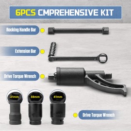 Angchun 1:68 Heavy Duty Torque Multiplier Wrench Set, 6PCS Torque Multiplier 1" Drive 7500N.m Labor Saving Lug Nuts Remover with 21,38, 41mm Sockets Set Lug Nut Wrench for Semi Truck & Trailer RVs