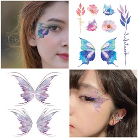 Denipry 10 Sheets Face Temporary Tattoo Glitter Metallic Face Freckle Tattoos, Butterfly Glitter Tattoos For Women Girl Party Favors Festival Makeup Rave Accessories