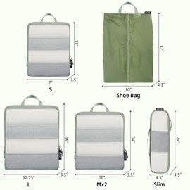 BAGAIL 5 Set/6 Set Ultralight Compression Packing Cubes Travel Accessories Expandable Packing Organizers(Matcha Green 6Set Mesh Pattern)