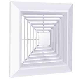 Bathroom Exhaust Fan Cover White Bathroom Ceiling Fan Grille with Springs Replacement for Square Ceiling, Wall-Mount Exhaust Fan, Ceiling Fan Grille, Air Diverter (9x9 Inches)