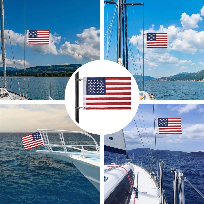 Universal Boat Flag Marine 12"x18" with 4 Boat Flag Pole