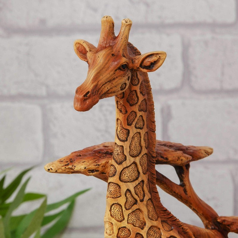MAISONICA Giraffe Mother & Calf Wood Effect Resin Figurine Ornament