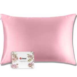 J JIMOO 100% Mulberry Silk Pillowcase for Hair and Skin, Both Sides 19 Momme Pure Natural Silk Pillowcases Soft Breathable King 20''×36'', Pink 1 Pack