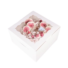 qiqee qiqee 10x10x5 Cake Box, 4 Sets White Cake Box with Window  4 Sets 10" White Cake Round Boards, 10inch Cake Containers