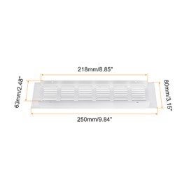 sourcing map Air Vents Cover, 1Pcs 250 x 80mm - Aluminum Alloy Mesh Air Return Vent Cover, Rectangle Louvered Ventilation Grille for Shoe Cabinet Wardrobe (Silver)
