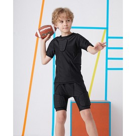 Kids Padded Shirt Youth Girls Compression Protective T-shirt Baseball Team Shirt Rib Chest Shoulder Back Protector for Snowboarding Skiing Basketball Soccer Football Bicycle Paintball Training YXL