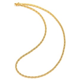 COOLSTEELANDBEYOND Gold Color Stainless Steel Byzantine Chain Necklace, Spiral Link Chain Swirl Design, 20 inch