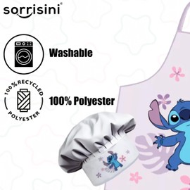 Sorrisini Lilo-City Children's Apron Chef's Hat for Children Stitch, Children's Apron Boys, Adjustable Children's Aprons for Baking, Painting, 3-8 Years, multi-coloured