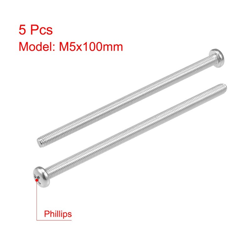 sourcing map M5x100mm Machine Screws Pan Phillips Cross Head Screw