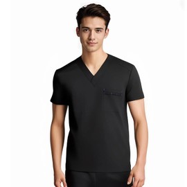 JONATHAN UNIFORM Men's 2-Way Stretch V-Neck Scrub Tops with One Chest Pocket, Medical Workwear for Nurses, Dentists, Vets, and Teams (Large Black)