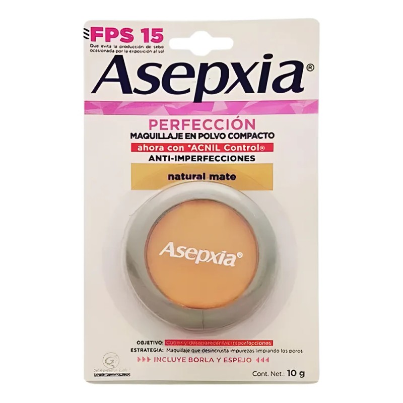 Asepxia Maquillaje Polvo Compacto Tono Natural Mate Fps15 Natural Mate