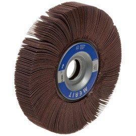 Merit Grind-O-Flex Abrasive Flap Wheel, 1" Arbor, Round Hole, Ceramic Aluminum Oxide, 6" Dia., 2" Face Width, Grit 180, 6000 Max RPM (Pack of 1)