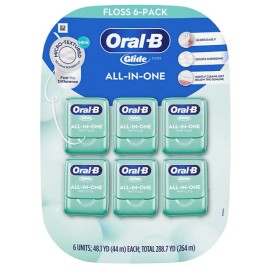 Oral-B 6-PACK ORAL B Glide ALL-IN-ONE MINT Dental Floss 6 x 48 = 288 YDS FREE SHIPPING!
