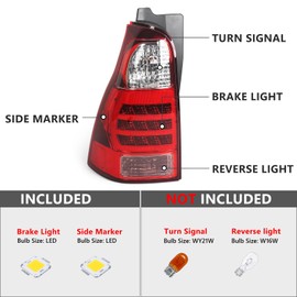 Huray Tail Light for Toyota 4Runner 2006-2009 SR5 Sport Limited OE Tail Lamp Brake Light Replacement (Driver Side (Left))