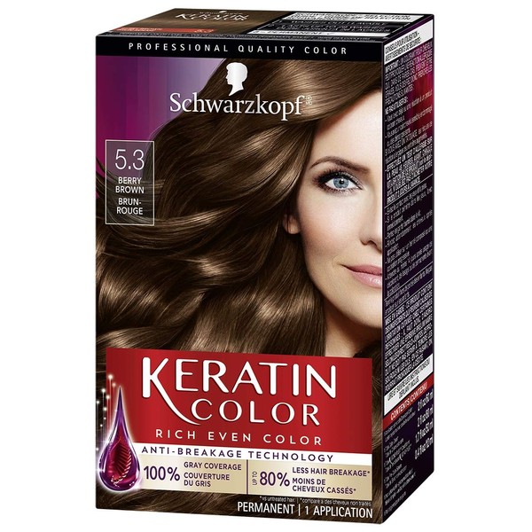 Schwarzkopf Keratin Color Anti-Age Hair Color Cream, 5.3 Berry Brown (Packaging May Vary)