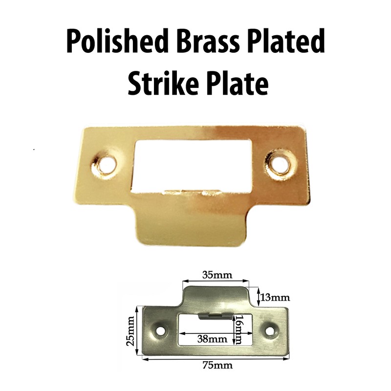 Short Strike Plate Mortice Latch x 1 - Polished Brass