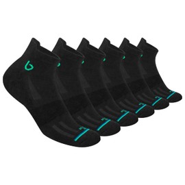 BAMBOS Eco Touch Men's Athletic Ankle Socks for Running & Gym, Pack of 6 (Size UK 9-11, Black)