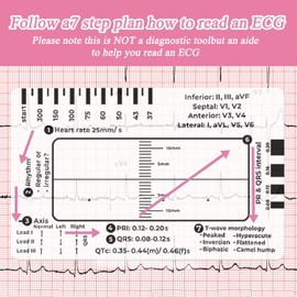 Ecg 7 Step Ruler, Ecg/Ekg 7 Step Ruler Card, Portable Ecg Ruler Plastic Ruler Measuring Tool, Provides Data Support, Wear-resistant and Durable, Suitable for Doctors, Medical Students, etc.