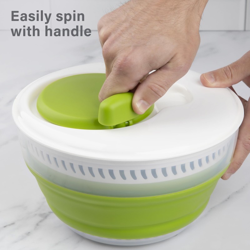 PrepWorks 3 Qt Collapsible Salad Spinner – Space-Saving, Easy-to-Use, BPA-Free,
