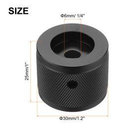 sourcing map 2PCS Guitar Knobs Metal, Volume Tone Control Dome Knobs 6mm x 30mm Potentiometer Knobs with Set Screw for Electric Guitar Bass, Black