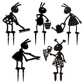 FZkuozougedd Metal Garden Stakes Decorative - 5Pcs Funny Working Farm Ant Garden Decor Black Metal Humor Art Yard Stake Animal Outdoor Decoration Pathway Lawn Garden Backyard Birthday Gift Party #B