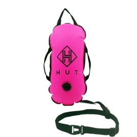 HUT Swim Buoy Open Water Swim Float - Premium Swim Tow Float for Open Water Swimmers, Wild Swimming, Triathletes. Suitable for Adults and Children. Be seen be Safe (Pink)
