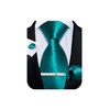 DiBanGu Men's Silk Necktie Solid Plain Tie and Pocket Square