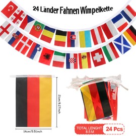 24 Countries Flags Bunting, 24 Countries Double Sided Fabric Euro Bunting Garland for Eurovision Euro Nations Football League House Bar Garden Party Decoration