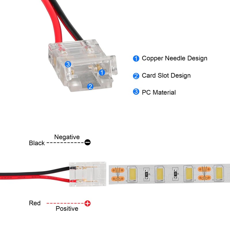 Linkstyle 10PCS 12V 24V SMD COB Strip Wire Solderless Snap