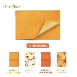 NICROHOME EUR Fall Wrapping Tissue Paper, 24 Sheet Orange Autumn Maple Leaves Gift Wrap Tissue Paper for Fall Baby Shower Wedding Party Decor, Thanksgiving Day Gift Packaging Supplies 15 x 20 Inch