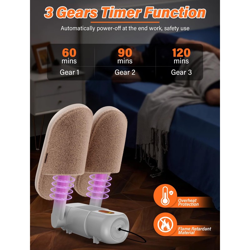 Aissom Electric Shoe Dryer, Boot Dryer with 120 Mins Timer