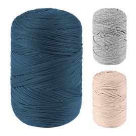 T-Shirt Yarn for Crocheting, 200 m Knitting Yarn Fabric, 600 g Macrame Yarn Tape Yarn for Knitting, Macrame, Weaving, Gift Ribbon, Bag Basket, Home Decor (Sapphire Blue)