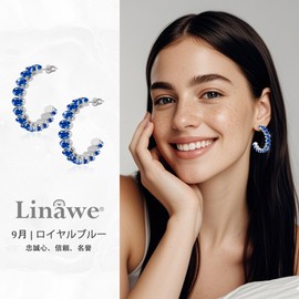Linawe Large Stainless Steel Hoop Earrings, Hypoallergenic Moissanite Zirconia Synthetic Diamond Birthstone Earrings for Women, Gold and Silver Tone Available, Stainless Steel, Created Sapphire