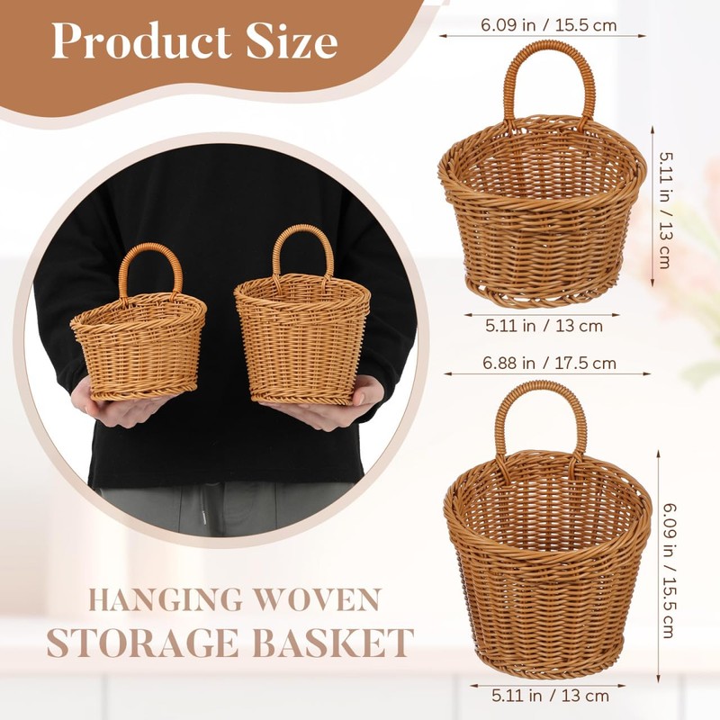 2Pcs Hanging Woven Storage Basket for Onion Ginger Garlic -