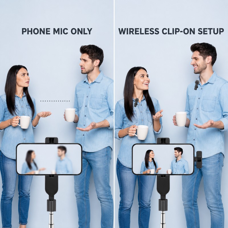 Wireless Lavalier Microphone for Video Recording - Compact Clip-On Audio