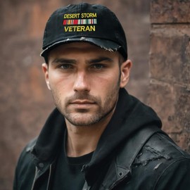 ALLNTRENDS Dad Hat Desert Storm Veteran Embroidered Cotton Military Distressed Cap (Khaki)