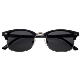 meigan 7992-03 Men's Sunglasses, Retro, Stylish, Salmont, Clubmaster Design, Wellington UV400, UV Protection, Stylish, Gradient Lens, Durable, Hard Coat, M. Silver.BK/Smoke