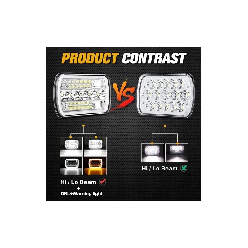 Unbranded Pair 7x6'' 5x7 LED Headlights Hi-Lo w/DRL fit Toyota